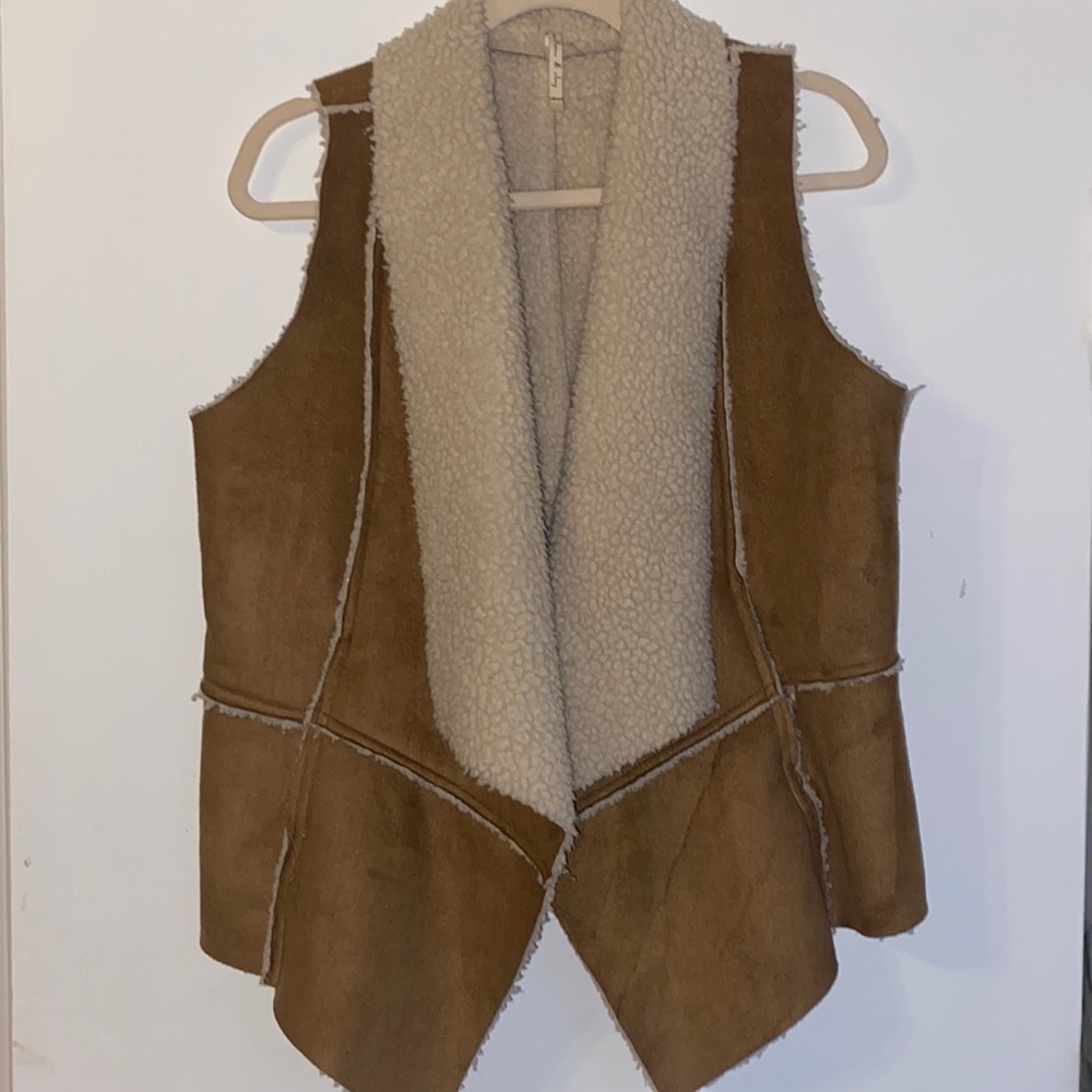 Willow & Clay Faux Leather Vest with Sherpa Lining